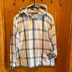 Christopher & Banks Blue and Cream Plaid Jacket